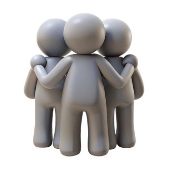 dramatic traditional Group Hug Silhouette with Backlighting Isolated on Transparent Background high quality png