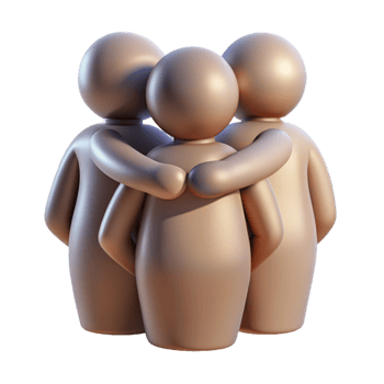 vibrant minimalist Group Hug Silhouette with Backlighting Isolated on Transparent Background genuine png