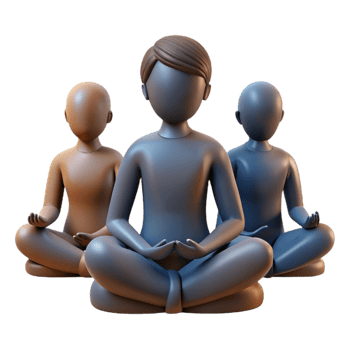 vibrant creative Group Meditation Silhouette Isolated with Calm Lighting high quality png