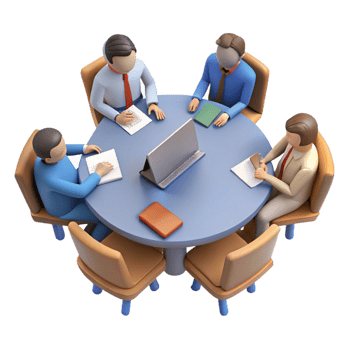 impressive vintage Group Meeting Around Table Cutout with Top Down View original png