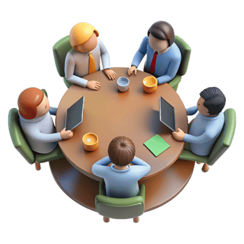 impressive artistic Group Meeting Around Table Cutout with Top Down View detailed png