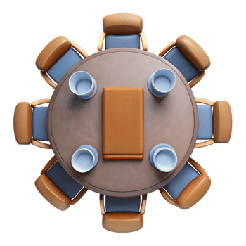 vibrant abstract Group Meeting Table Top View Isolated genuine png