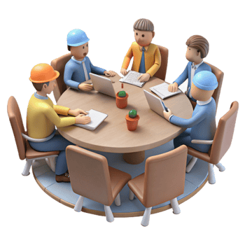 dramatic vintage Group Project Meeting Around Table Isolated exclusive png