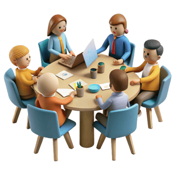 stunning vintage Group Project Meeting Around Table Isolated exclusive png