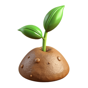 serene rustic Growing Plant Emerging From Seed Transparent Background professional png