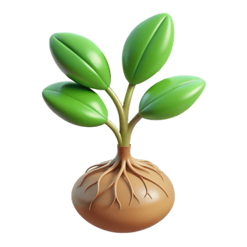 serene minimalist Growing Plant with Roots Visible Transparent Background png