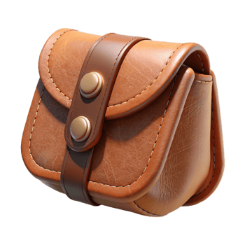 stunning traditional Handcrafted Leather Pouch Brown Isolated on Transparent Background exclusive png