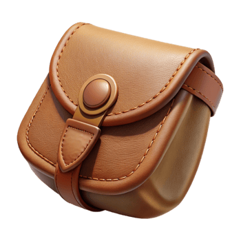impressive minimalist Handcrafted Leather Pouch Brown Isolated on Transparent Background premium png