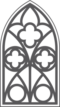 Church window. Arched frame and stained glass. Cathedral gothic architecture element. Medieval castle door silhouette. Catholic interior decoration. png