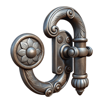extraordinary abstract Hand Forged Iron Door Handle with Decorative Details Isolated Element exclusive png