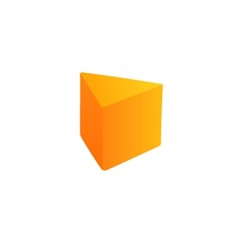 Orange triangular prism with curved surfaces for math education. vector