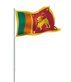Sri Lankan flag waving on pole.Isolated national flag of Sri Lanka png