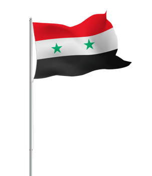Syrian flag waving on pole.Isolated national flag of Syria png