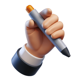 elegant classic Hand Holding a Pen Writing Gesture Isolated Transparent Background high quality png