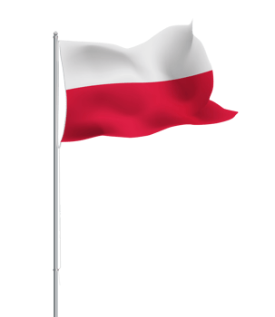 Poland flag waving on pole.Isolated national flag of Poland png