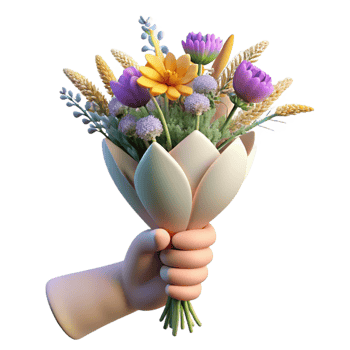 impressive abstract Hand Holding Wildflower Bouquet Transparent Background high resolution png