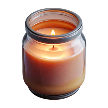dramatic rustic Handmade Candle in Jar Soft Glow Transparent Background png
