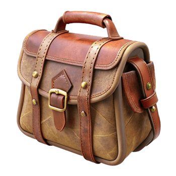 extraordinary traditional Handmade Leather Bag Side Angle Isolated with Rustic Style png
