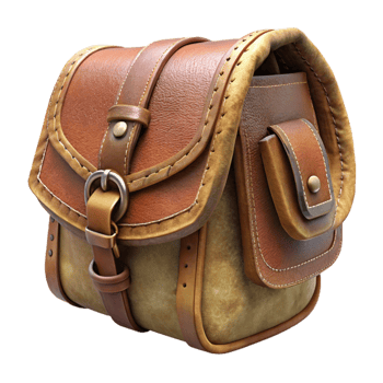 magnificent artistic Handmade Leather Bag Side Angle Isolated with Rustic Style original png