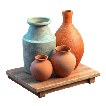 stunning creative Handmade Pottery on a Shelf Isolated professional png