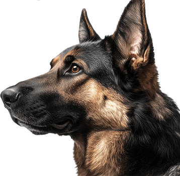 A german shepherd dog is looking up png