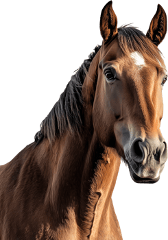 A horse with a white spot on its forehead png