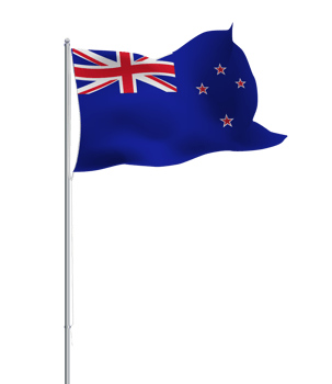 New Zealand flag waving on pole.Isolated national flag of New Zealand png