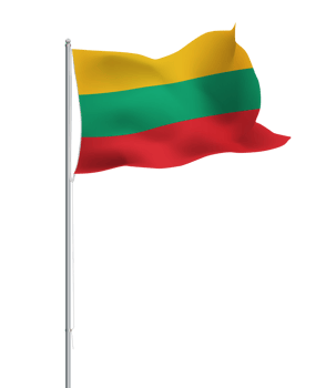 Lithuanian flag waving on pole.Isolated national flag of Lithuania png