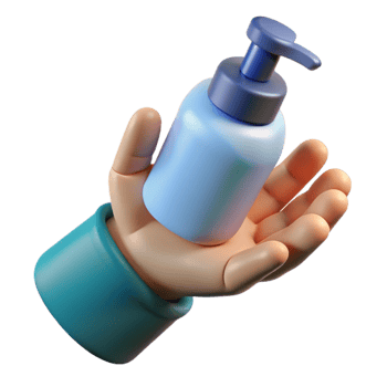 serene vintage Hand with Sanitizer Bottle Transparent Cutout premium png