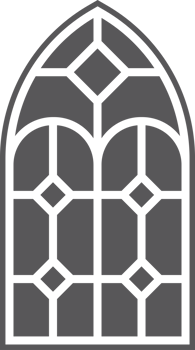Church window with arched frame. Cathedral gothic stained glass. Old architecture element. Medieval castle door silhouettes. Catholic interior decoration png