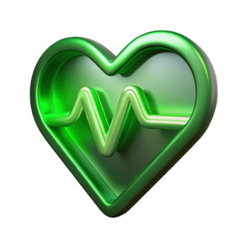 elegant traditional Heartbeat Line Green Glowing Transparent Cutout original png