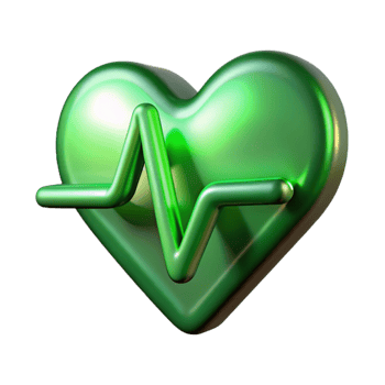 serene traditional Heartbeat Line Green Glowing Transparent Cutout professional png