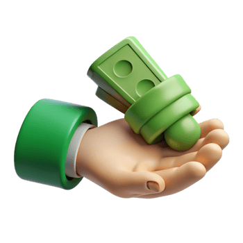 wonderful creative Helping Hand Giving Money Transparent Background with Green Bills genuine png