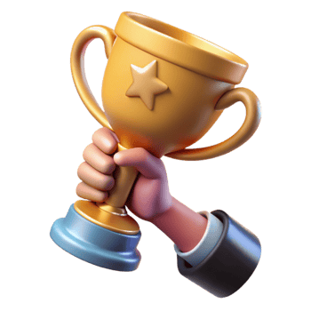 dramatic artistic Helping Hand Holding Up Trophy Cutout Element detailed png