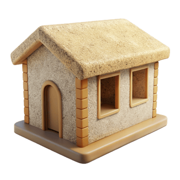 wonderful modern Hempcrete Block House Model Front View Transparent Background png