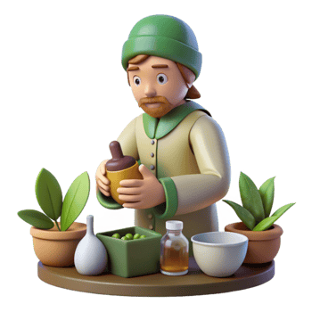 elegant modern Herbalist Preparing Remedies Isolated png