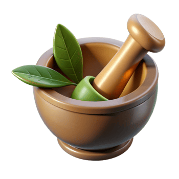 serene vintage Herbal Medicine Mortar and Pestle Top View Transparent Background with Rustic Style professional png