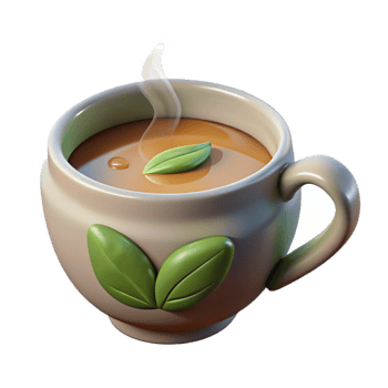 serene modern Herbal Teacup Side Angle Cutout with Steam Detail exclusive png