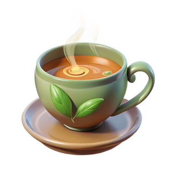 beautiful classic Herbal Teacup Steam Rising Isolated detailed png