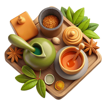 stunning artistic Herbal Tea Ingredients Flat Lay Isolated with Vibrant Colors authentic png