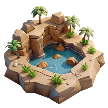 beautiful creative Hidden Oasis Through Cracked Desert Floor Isolated premium png