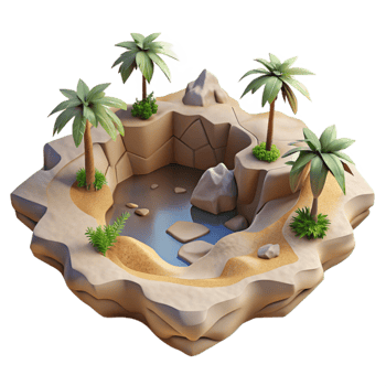 dramatic modern Hidden Oasis Through Cracked Desert Floor Isolated detailed png