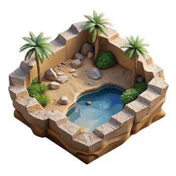 dramatic modern Hidden Oasis Through Cracked Desert Floor Isolated high quality png