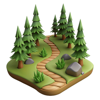 impressive contemporary Hiking Trail Through Forest Winding Path Cutout premium png