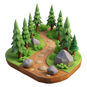 elegant minimalist Hiking Trail Through Forest Winding Path Cutout high resolution png
