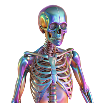 elegant contemporary Holographic Anatomical Model Human Skeleton Cutout exclusive png