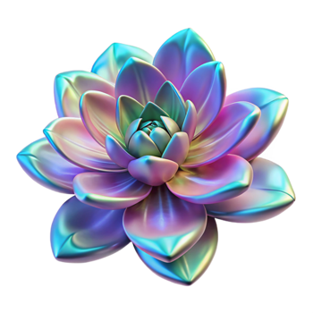 beautiful contemporary Holographic Blooming Flower Cutout with Petal Detail authentic png