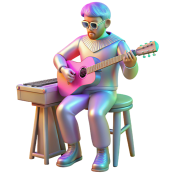 extraordinary minimalist Holographic Concert Performance Musician Playing Isolated authentic png