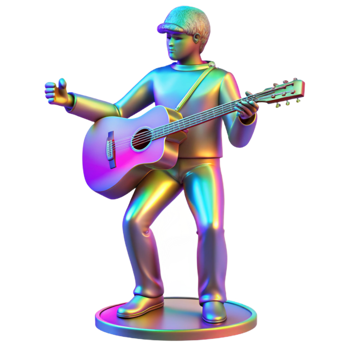 stunning minimalist Holographic Concert Performance Musician Playing Isolated genuine png