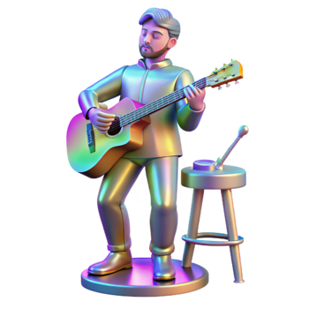 elegant creative Holographic Concert Performance Musician Playing Isolated original png